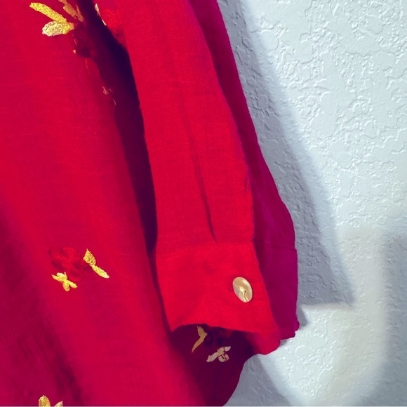 Fig And Flower Embroidered Floral V-neck Long Sleeves Semi Sheer Plus Size Top - Picture 4 of 9